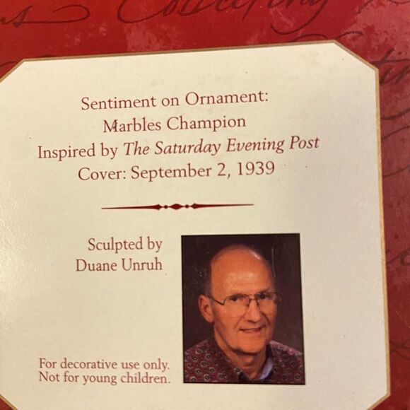 Norman Rockwell Hallmark Keepsakes Marbles‎ Champion Ornament Vintage 1997 - Picture 5 of 7